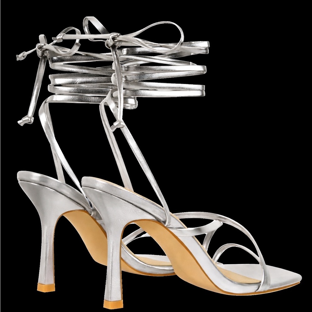NWT- LISHAN Women's Stiletto High Heels Strappy Lace Up Sandals